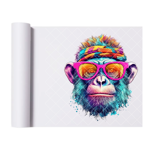 HD Cool Blue Ape - Direct Print Film Transfer for Trendy T-Shirts, Cotton, Polyester & Blends - High-Quality Print