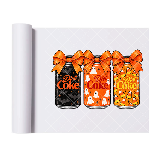 Dr Pepper Halloween Orange Cans - Ready To Press Print Transfer for Apparel, Cotton, Polyester & Blends - High-Quality Print- Commercial Grade