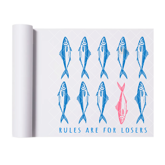 Rules Are For Losers Fish - Direct Print Film Transfer for Trendy T-Shirts, Cotton, Polyester & Blends - High-Quality Print
