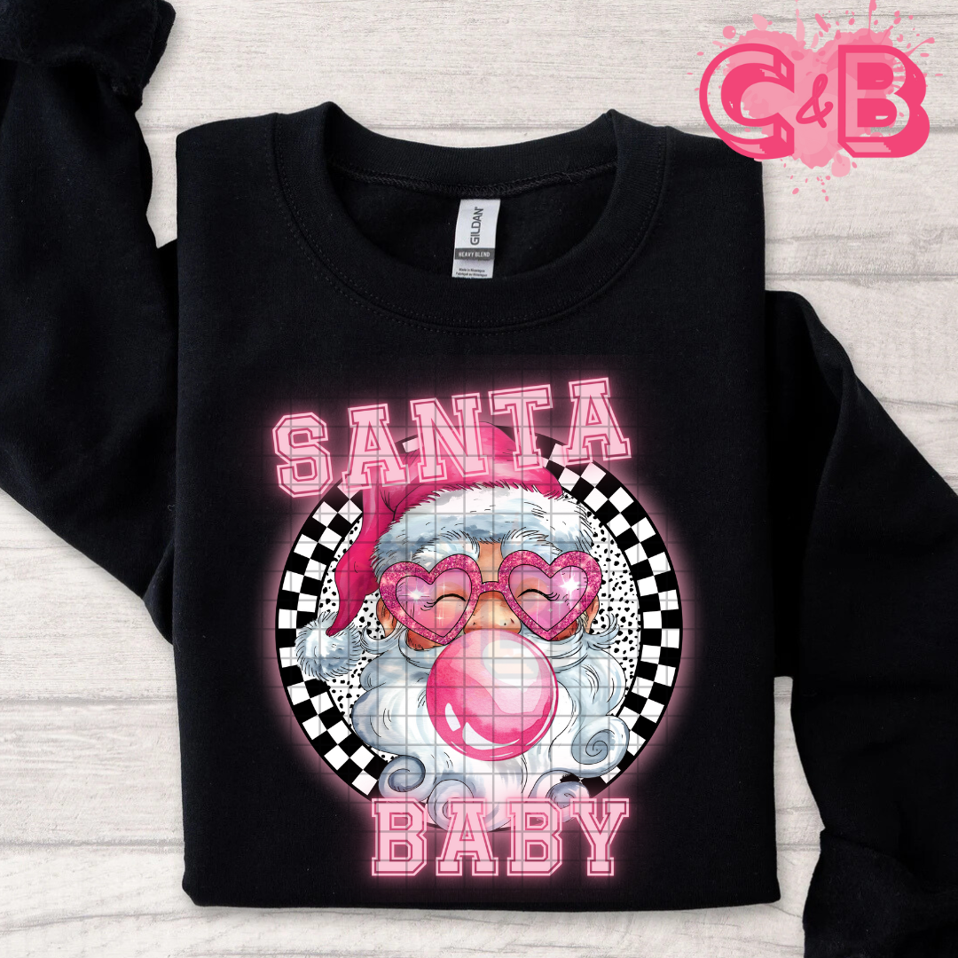 Santa Baby Bubble Gum DTF Transfer