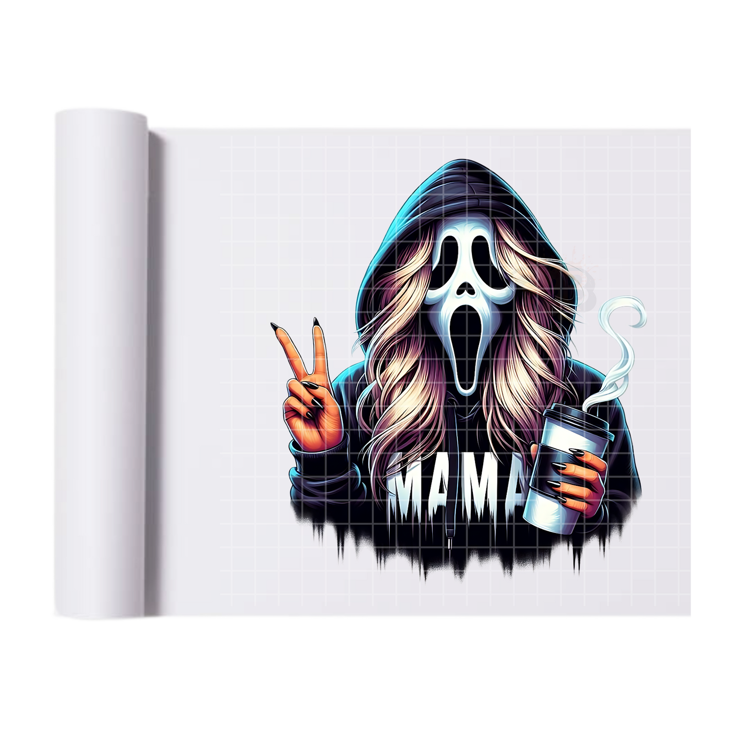 Ghostface Mama Blonde Black Hoodie & Coffee DTF Transfer