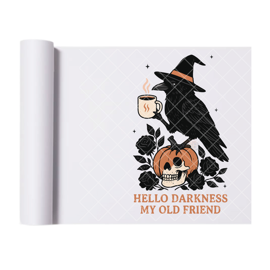 Hello darkness my old friend - Ready To Press Print Transfer for Apparel, Cotton, Polyester & Blends - High-Quality Print- Commercial Grade