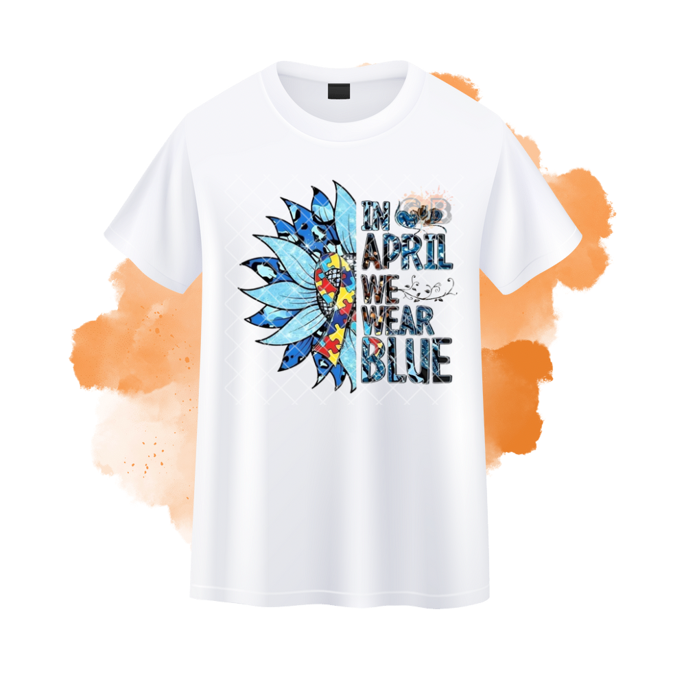 April We Wear Blue Autism Awareness T-Shirt