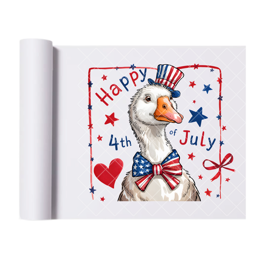 Happy 4th Of July Duck - Direct Print Film Transfer for Trendy T-Shirts, Cotton, Polyester & Blends - High-Quality Print
