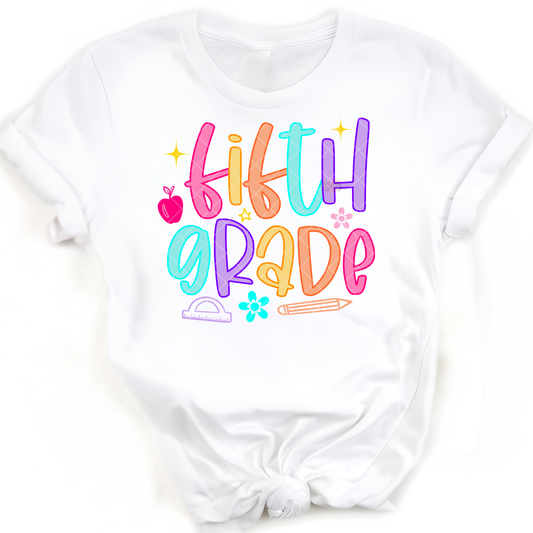 Fifth Grade Neon Outline - Premium Graphic T-Shirt for Casual Wear