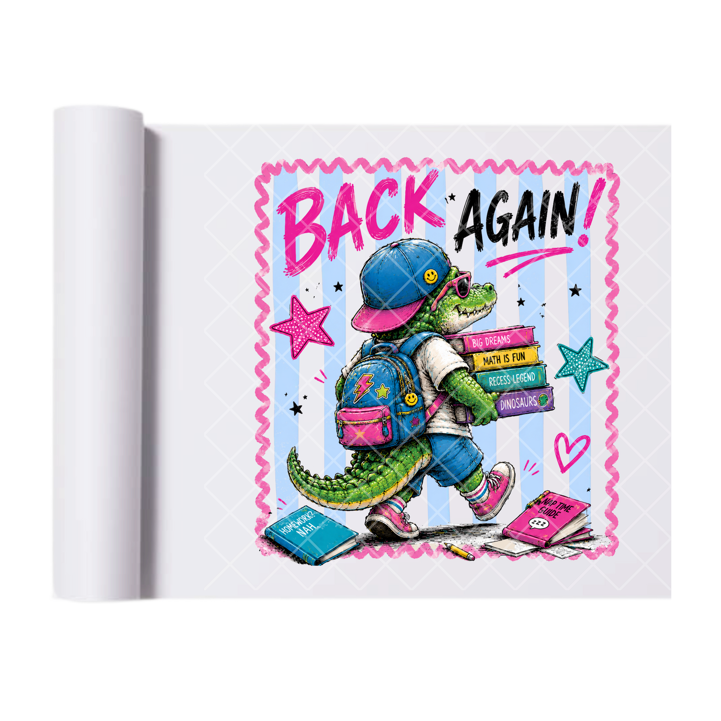 Back Again Gator - Direct Print Film Transfer for T-Shirts, Cotton, Polyester & Blends - High-Quality Print