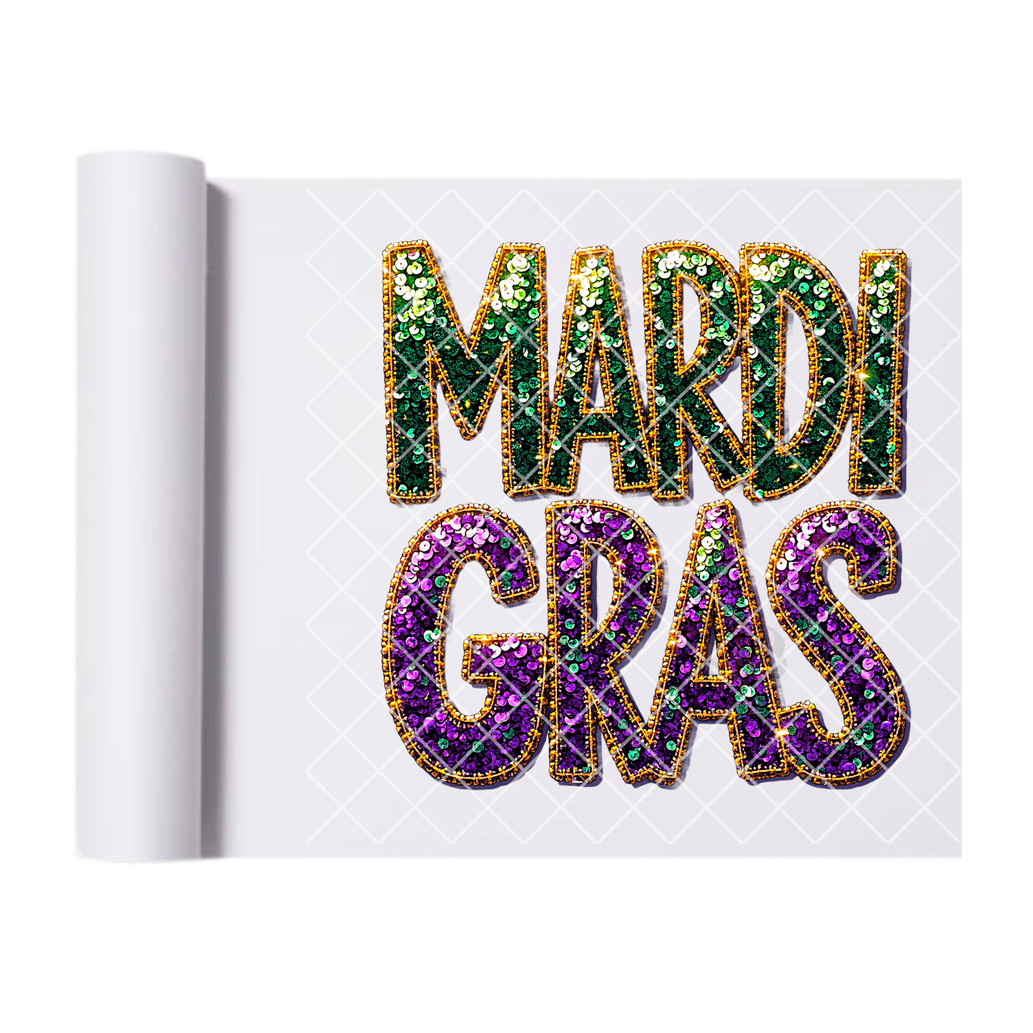 Mardi Gras themes glitter DTF film t shirt transfer