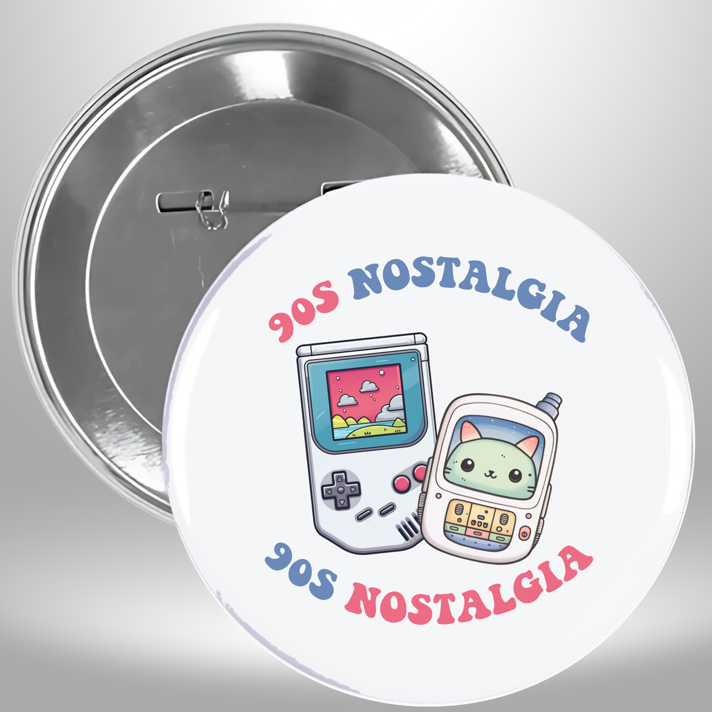 Hand Held 90s Pinback Button