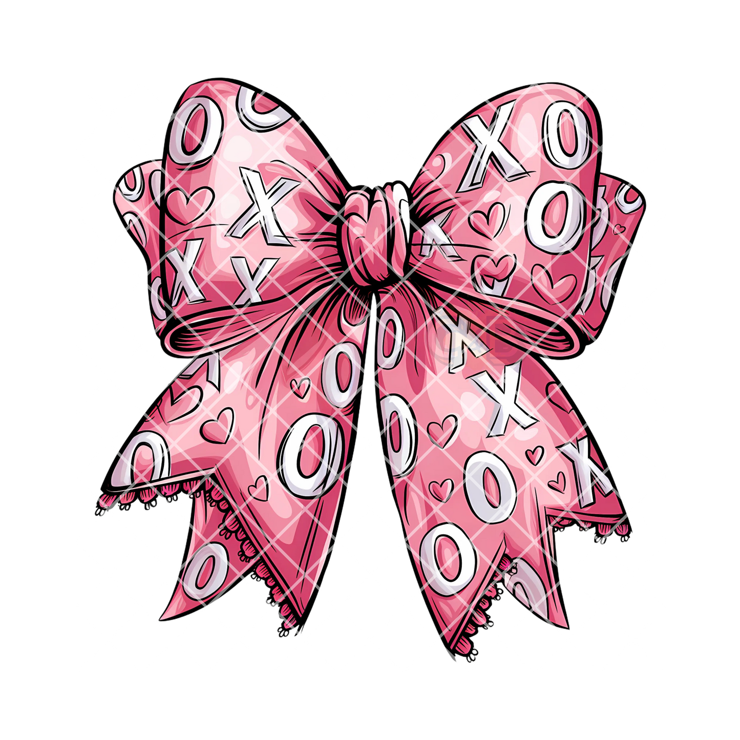 Pink bow with X O pattern PNG