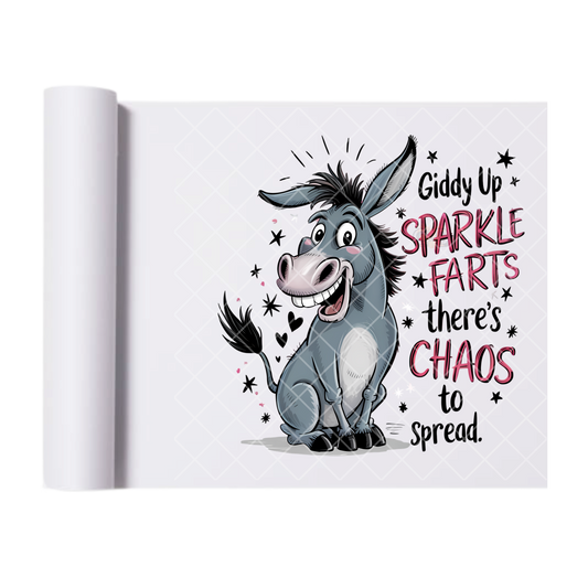 Giddy Up Sparkle - Direct Print Film Transfer for T-Shirts, Cotton, Polyester & Blends - High-Quality Print