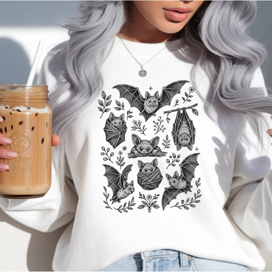 Black and White Bats - Premium Graphic T-Shirt for Casual Wear