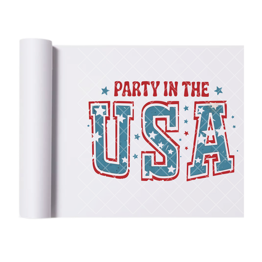 Party In The USA - Direct Print Film Transfer for T-Shirts, Cotton, Polyester & Blends - High-Quality Print