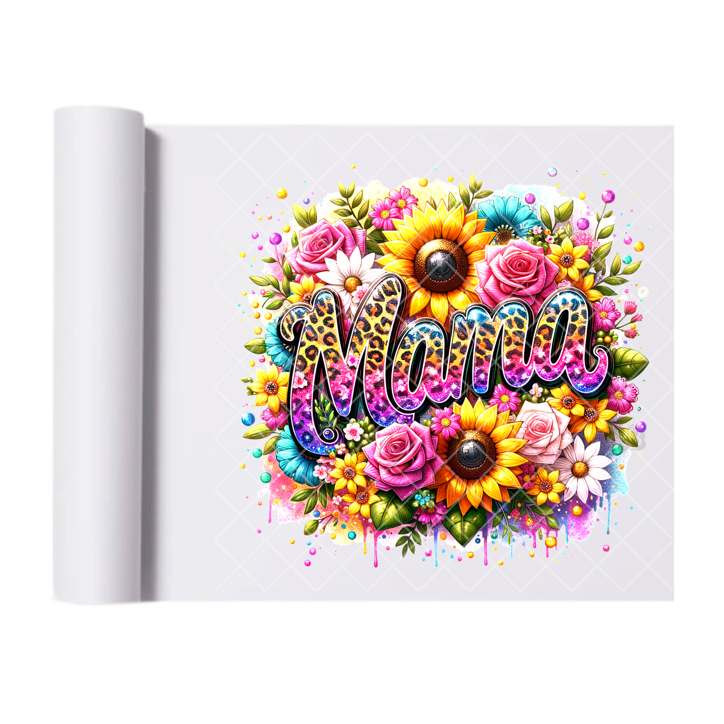 Full Bouquet With Mama hombre Print- Direct Print Film Transfer for T-Shirts, Cotton, Polyester & Blends - High-Quality Print