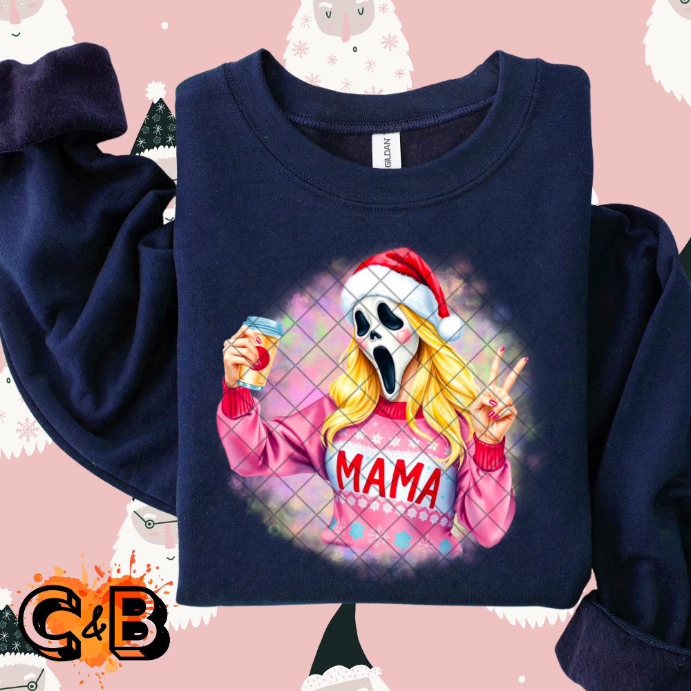 Ghostface Christmas mama pink film t shirt transfer