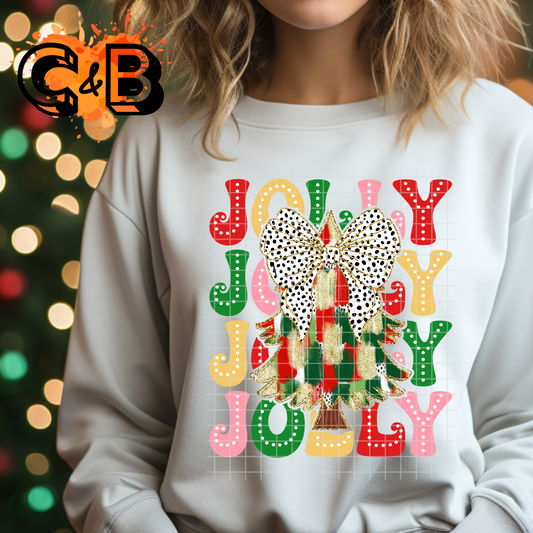 Jolly Christmas Tree With Bow T-Shirt