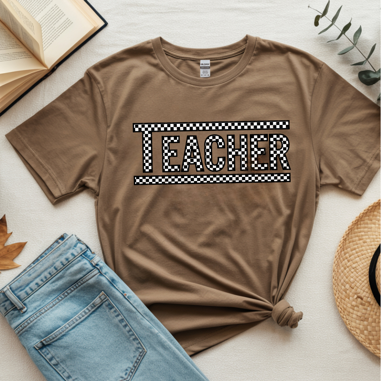 Teacher Retro Checkered - Premium Graphic T-Shirt for Casual Wear