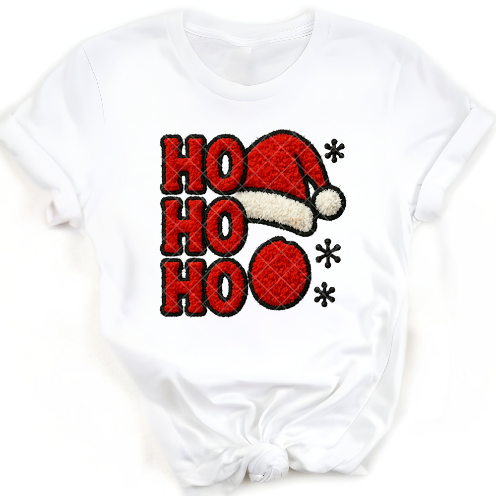 Santa Hat Ho Ho Ho Faux Crochet PNG File