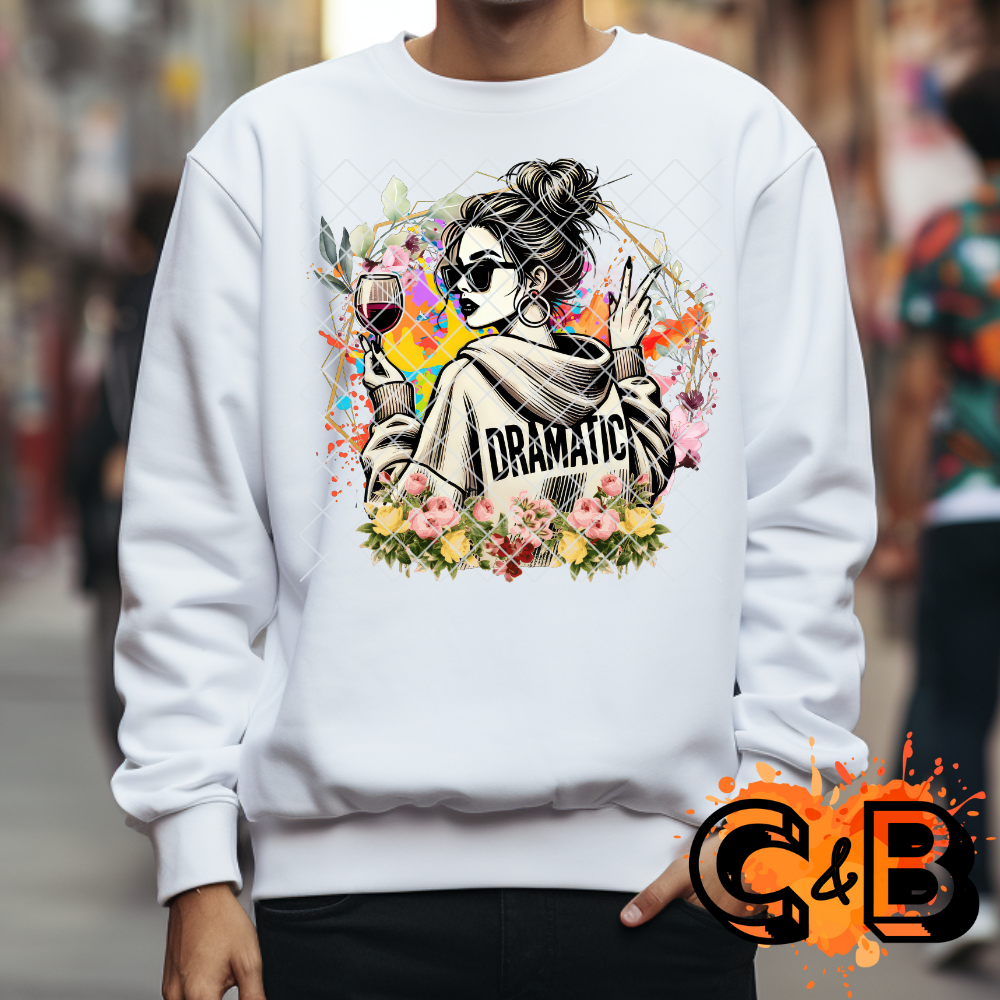 Dramatic fem artwork DTF film t shirt transfer