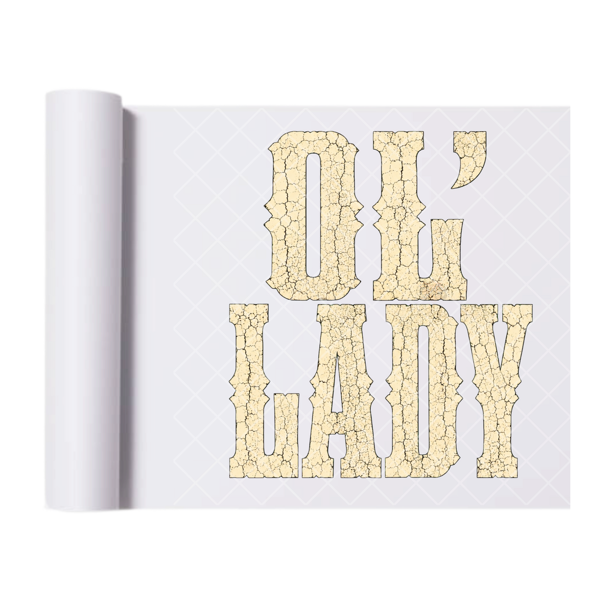 Distressed Western Ol' Lady - Direct Print Film Transfer for T-Shirts, Cotton, Polyester & Blends - High-Quality Print