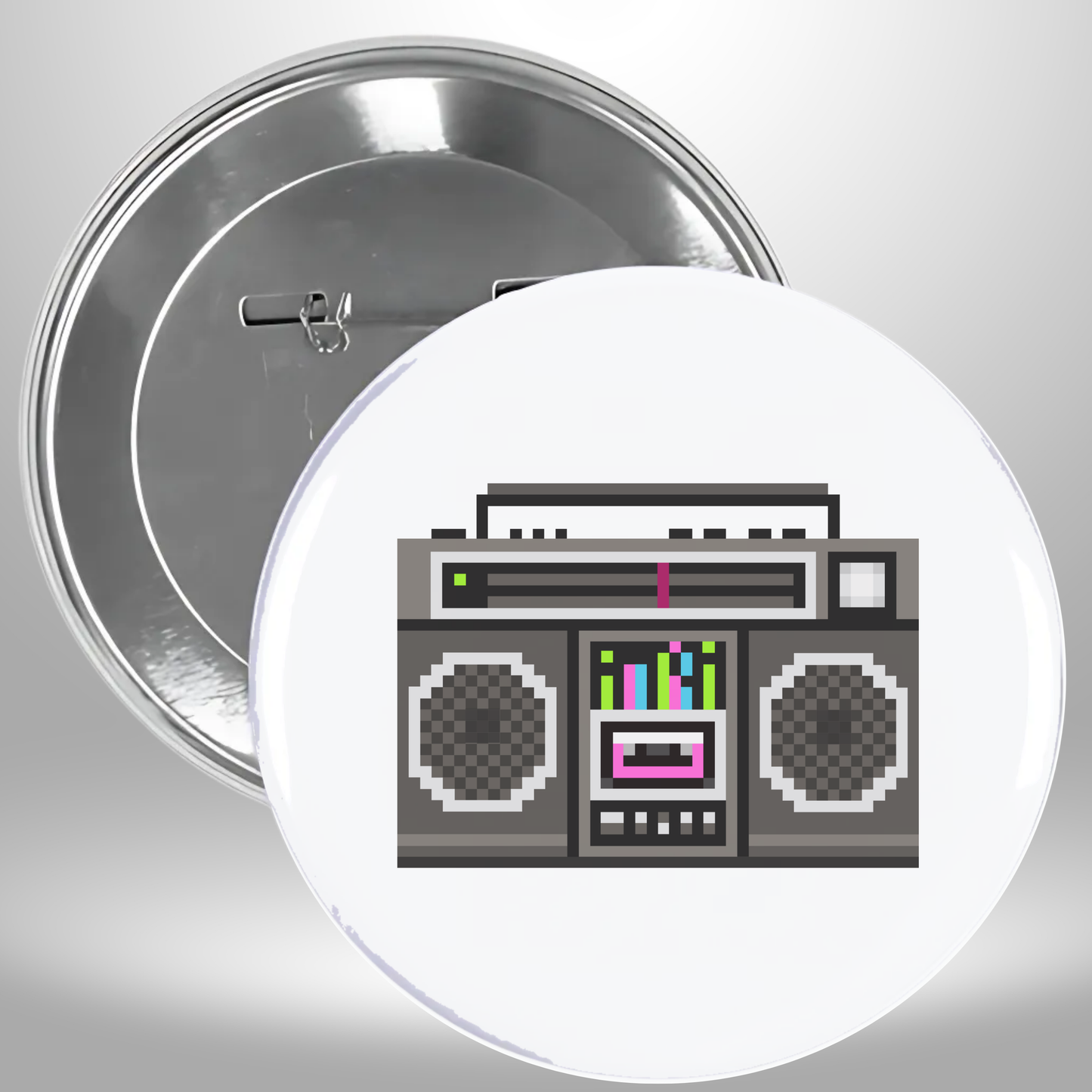 8 Bit Boombox Pinback Button