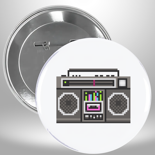 8 Bit Boombox Pinback Button