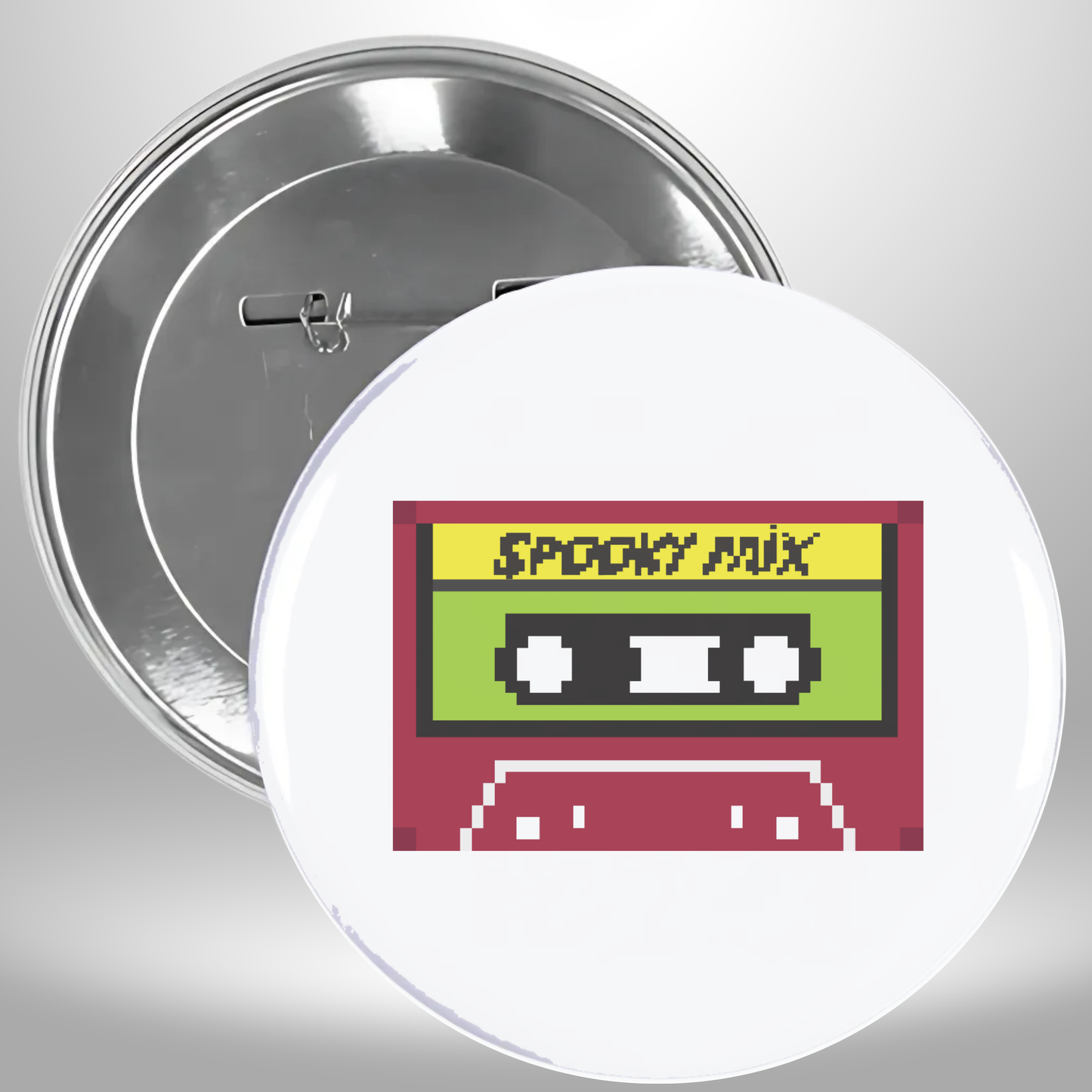 8 Bit Spooky Mix Cassette Pinback Button