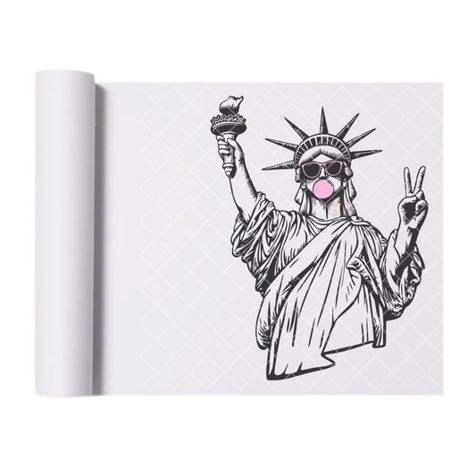 Liberty Pink Shades Chewing Gum - Direct Print Film Transfer for Trendy T-Shirts, Cotton, Polyester & Blends - High-Quality Print