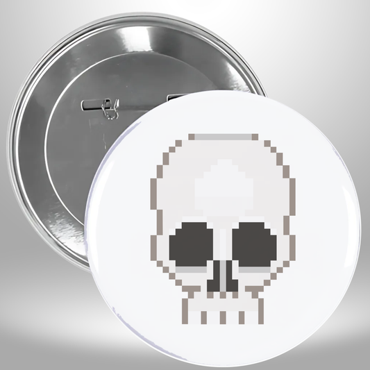 8 Bit Skull Pinback Button