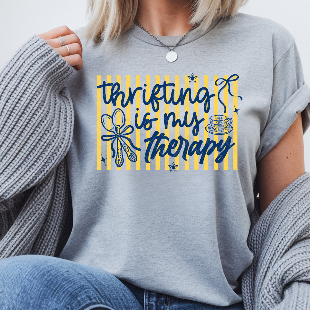 Thrifting Is My Therapy Lines - Premium Graphic Trendy T-Shirt for Casual Wear