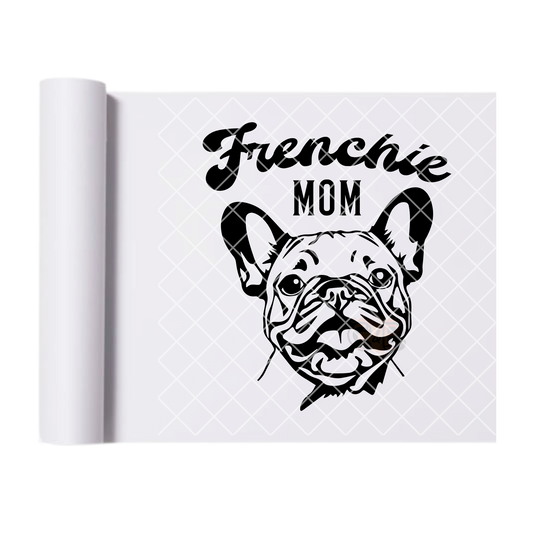 Frenchie mom black stencil DTF film t shirt transfer
