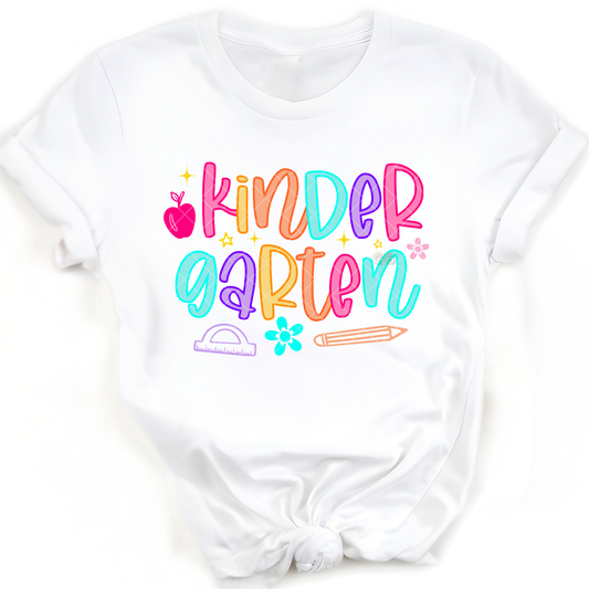 Kindergarten Neon Outline - Premium Graphic T-Shirt for Casual Wear