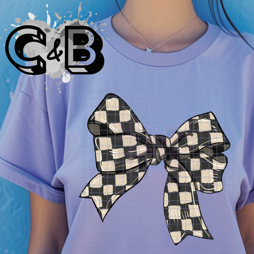 Checkered Christmas Bow T-Shirt