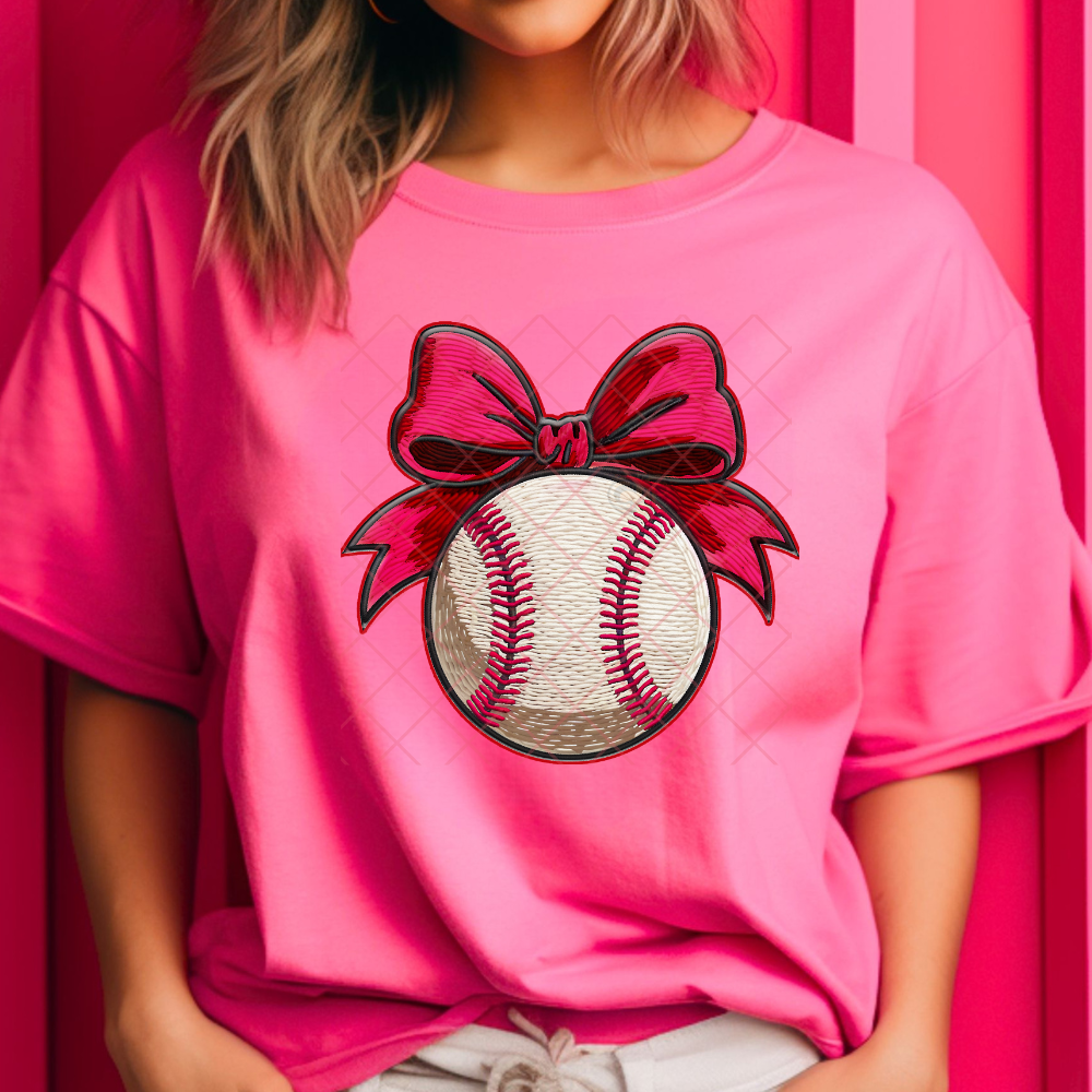 Baseball with pink bow - Premium Graphic T-Shirt for Casual Wear