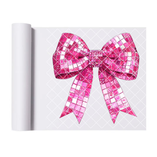 Pink disco bow DTF transfer-high quality transfer for printing