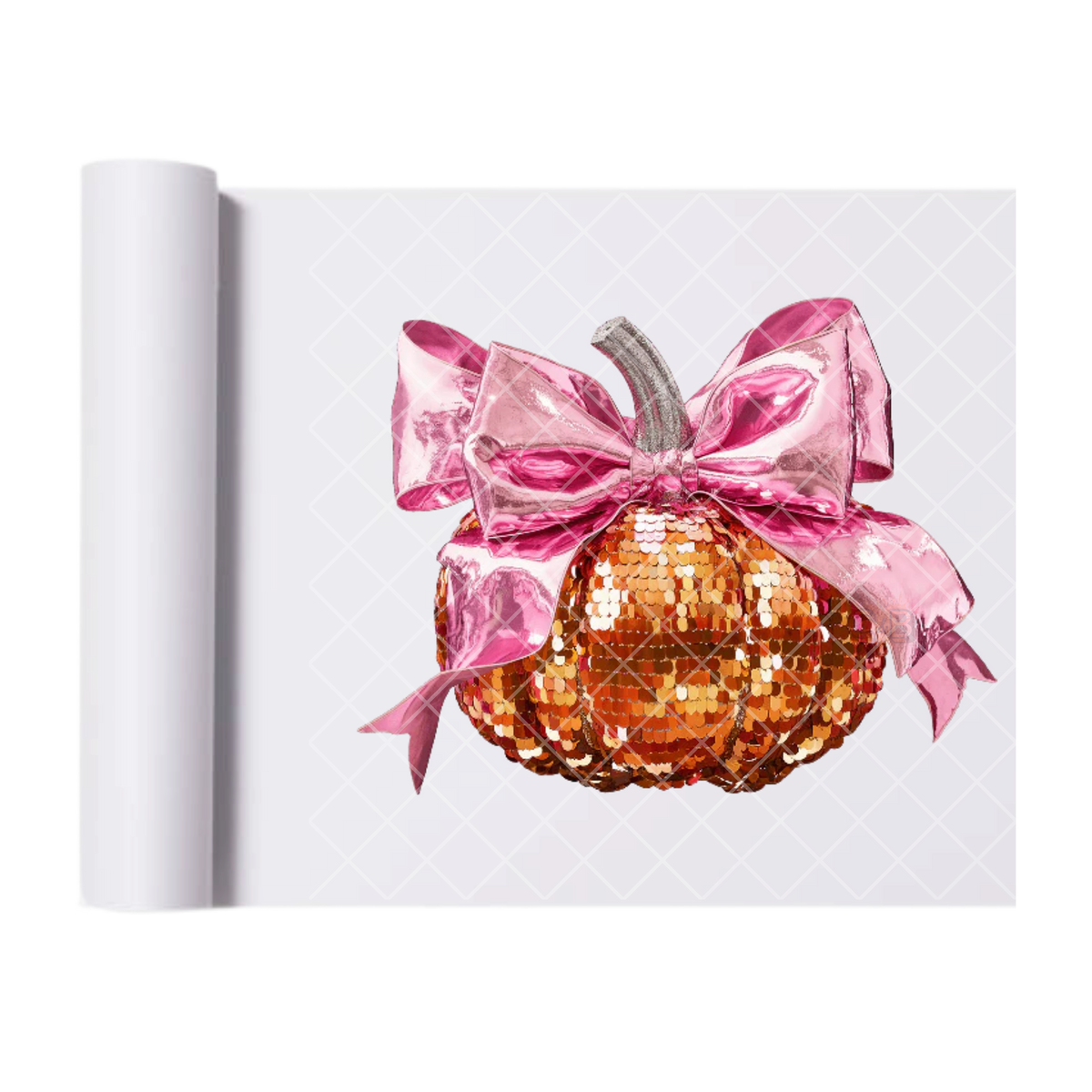 Shiney Bejeweled Bow and Pumpkin - Ready To Press Print Transfer for Apparel, Cotton, Polyester & Blends - High-Quality Print- Commercial Grade