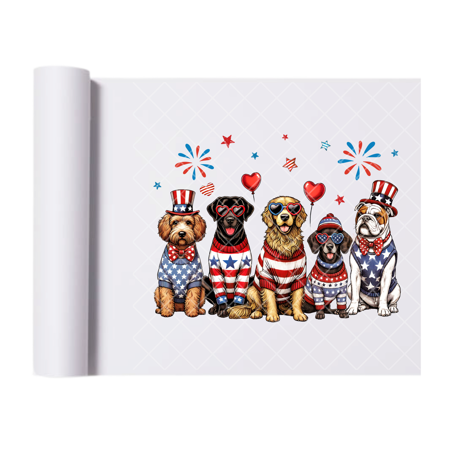 Independence Dog Celebration - Direct Print Film Transfer for Trendy T-Shirts, Cotton, Polyester & Blends - High-Quality Print