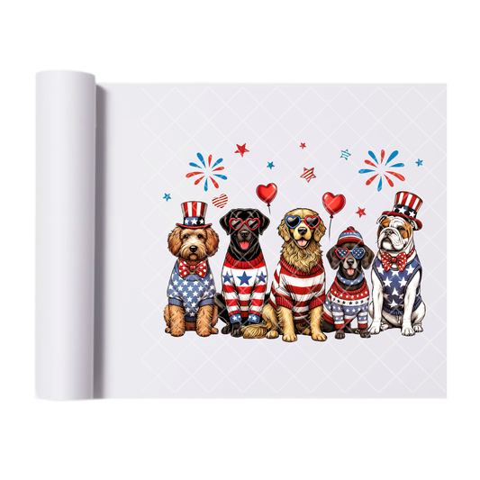 Independence Dog Celebration - Direct Print Film Transfer for Trendy T-Shirts, Cotton, Polyester & Blends - High-Quality Print