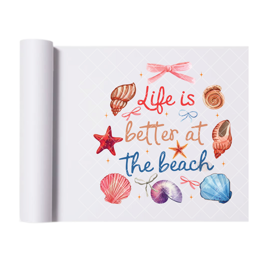 Better At The Beach - Direct Print Film Transfer for Trendy T-Shirts, Cotton, Polyester & Blends - High-Quality Print