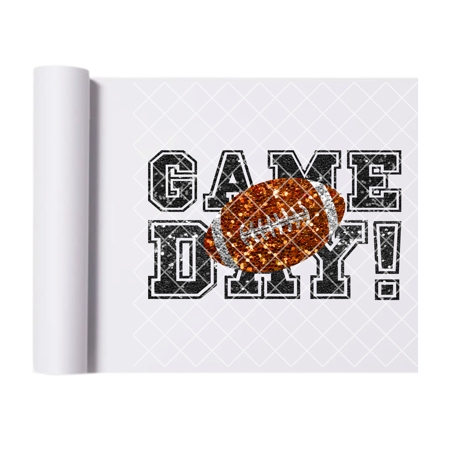 Glitter game day football black font DTF film t shirt transfer