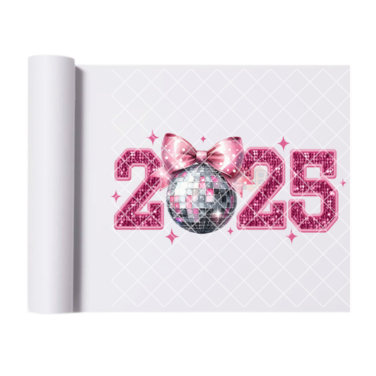 2025 disco ball glitter bow film t shirt transfer