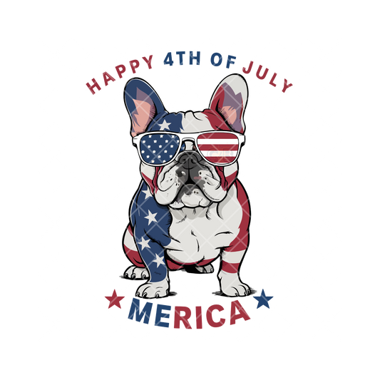 Frenchie Painted American Flag PNG