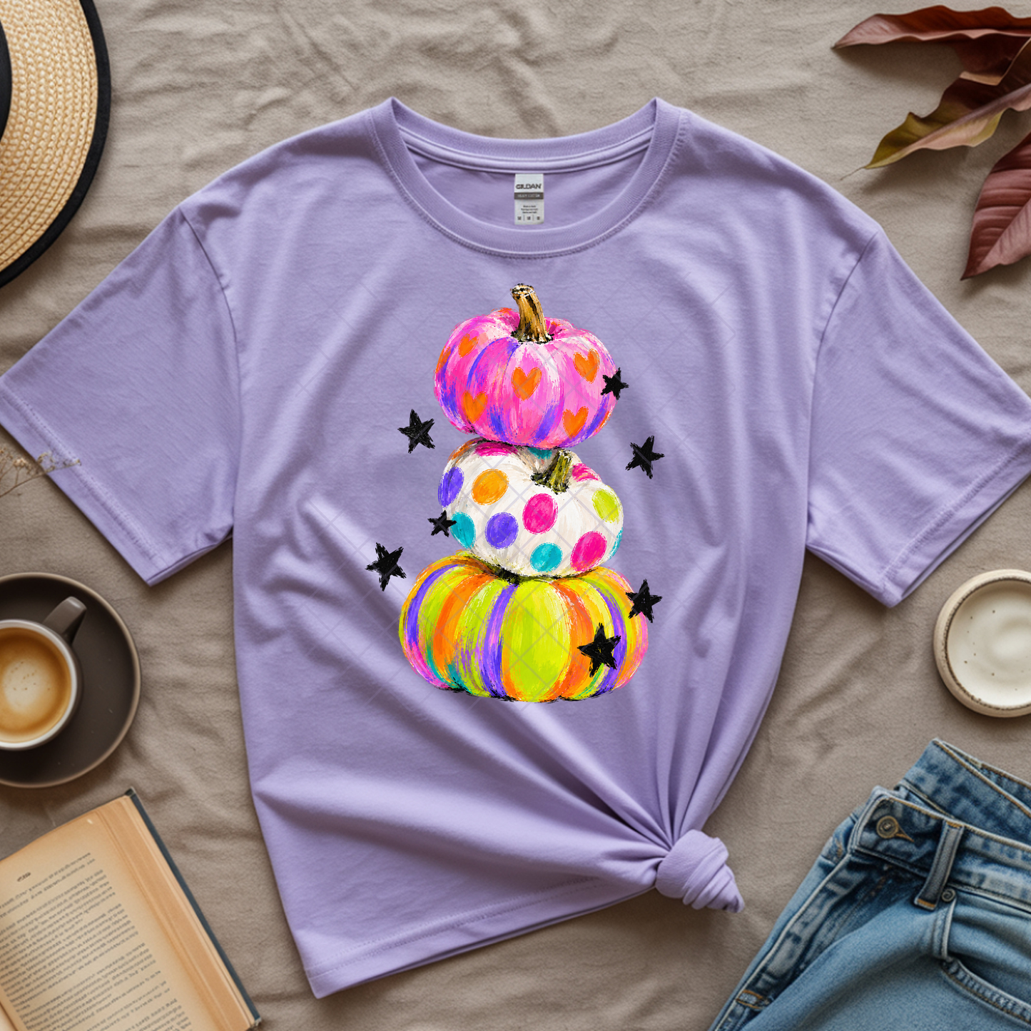 Multi Color Paint Pumpkins - Premium Graphic T-Shirt for Casual Wear