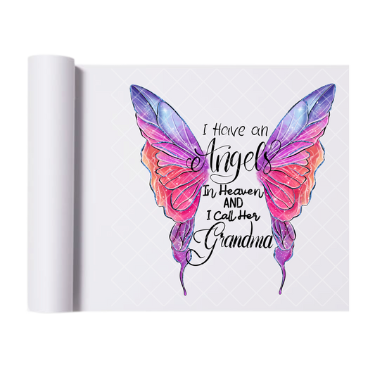 Angel Grandma - Direct Print Film Transfer for T-Shirts, Cotton, Polyester & Blends - High-Quality Print