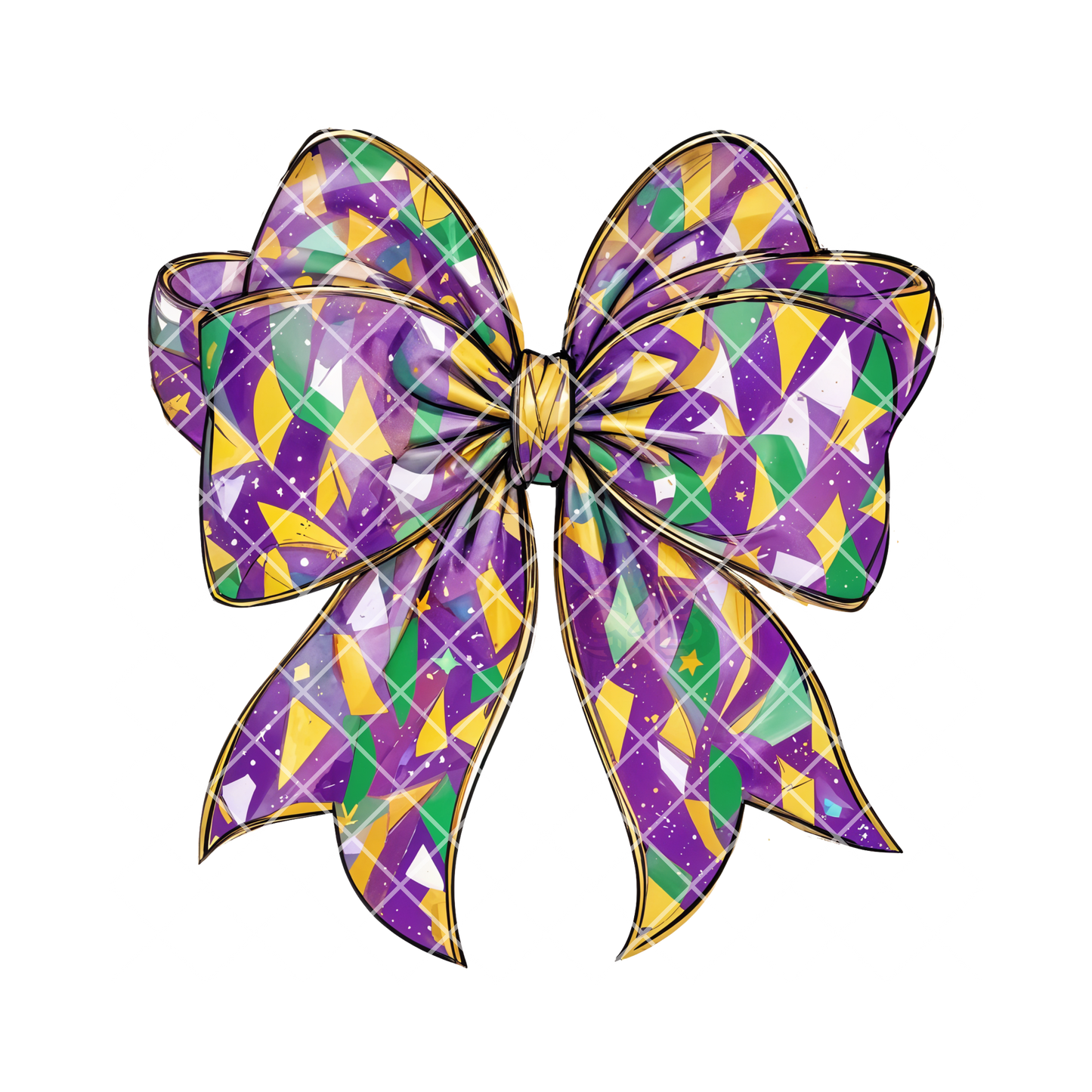 Mardi Gras colors camo bow DTF film t shirt transfer