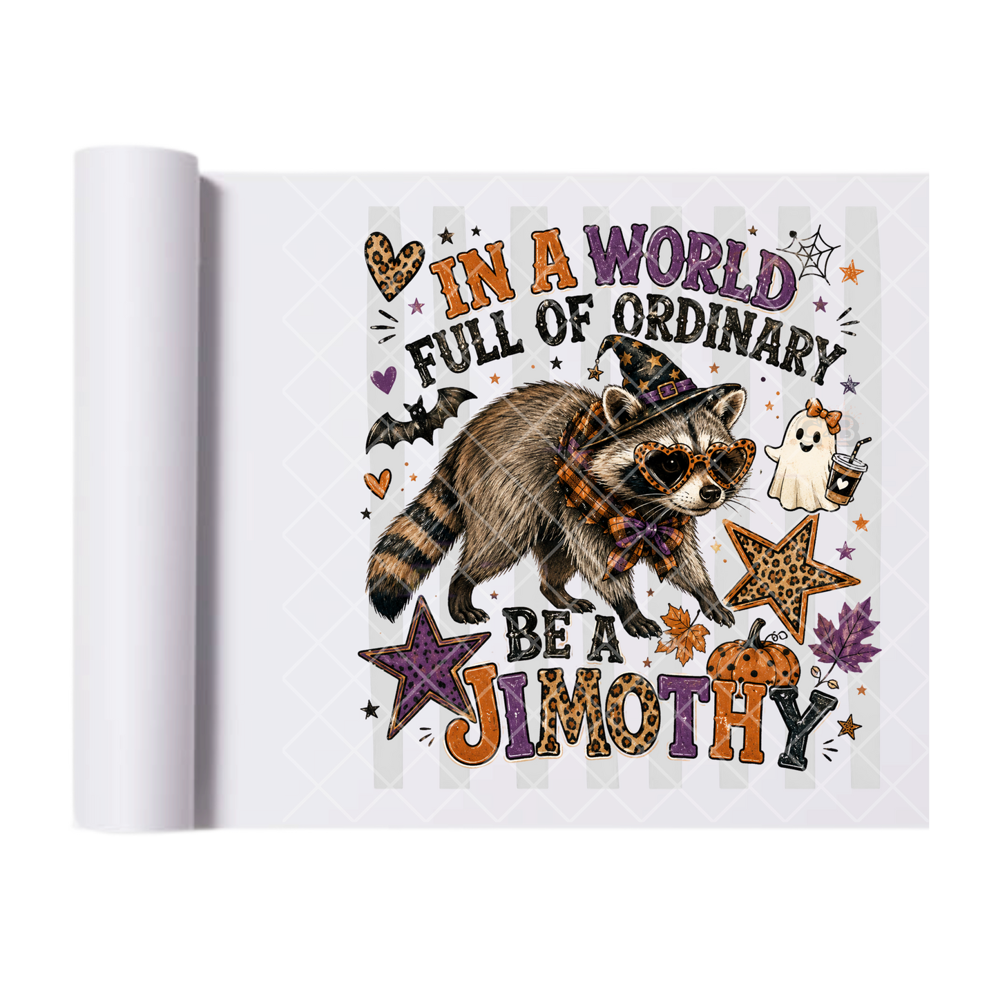 Halloween Jimothy Raccoon - Ready To Press Print Transfer for Apparel, Cotton, Polyester & Blends - High-Quality Print- Commercial Grade
