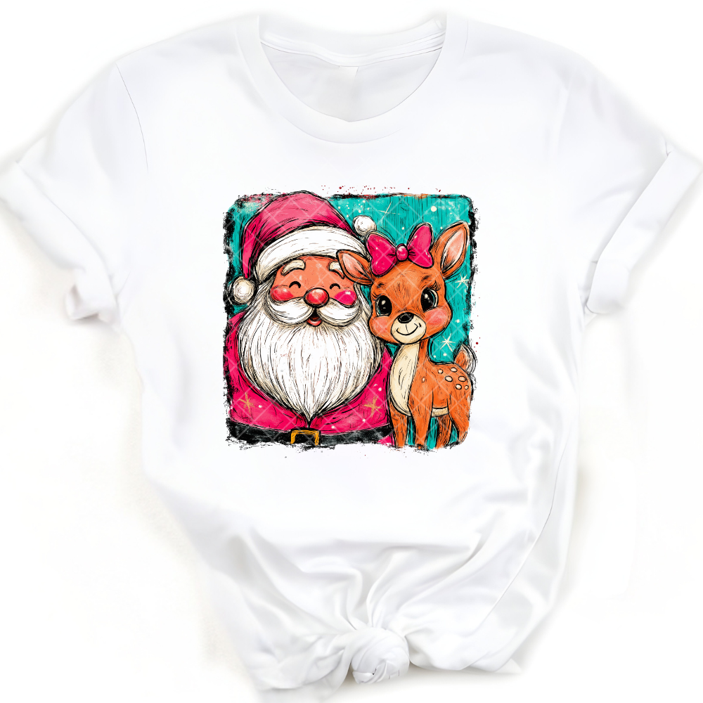 Santa Little Deer - Premium Graphic T-Shirt for Casual Wear