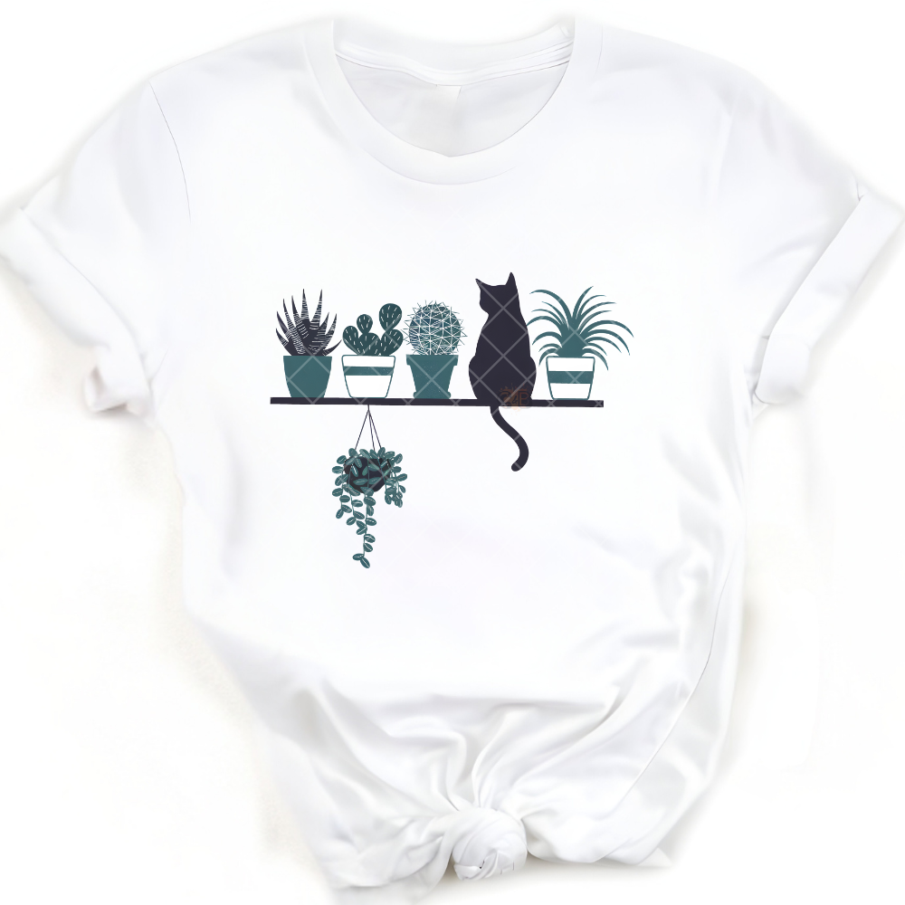 Plant Cat Shelf - Premium Graphic T-Shirt for Casual Wear