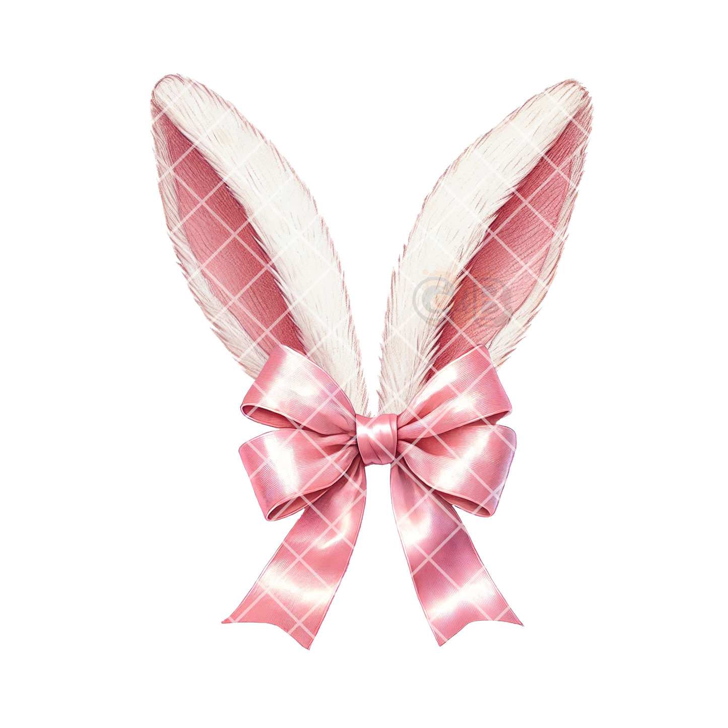 Pink bunny ears with bow PNG