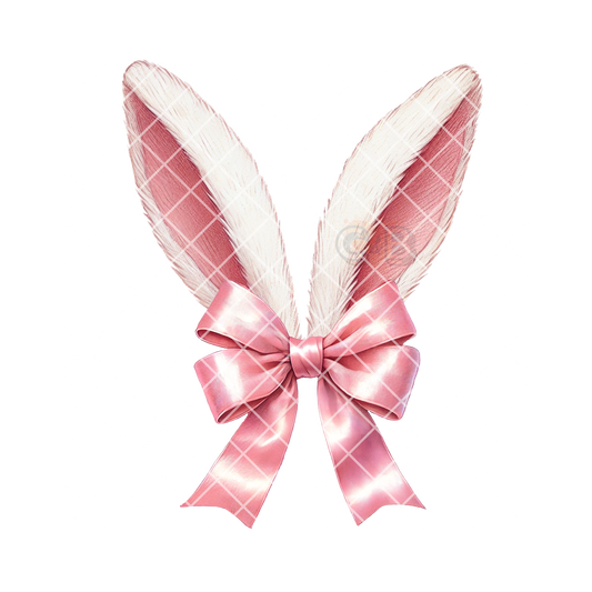 Pink bunny ears with bow PNG