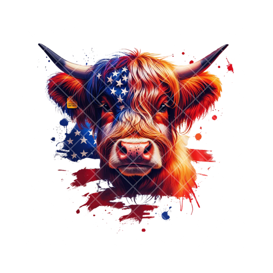 Highland Cow Patriot PNG